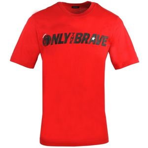 Men's Diesel T-Just SV Only The Brave T-Shirt In Red - Maat S