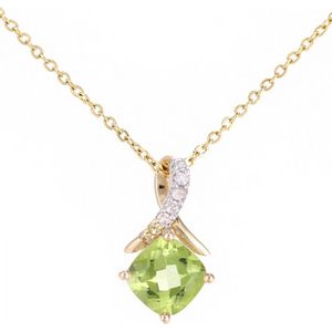 9ct geelgouden 0,65ct peridot en 0,03ct diamanten hanger