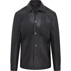 Abilene - Zwart - Leren Overhemdjack - Ongevoerd - Heren