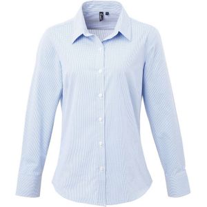 Premier Dames/Dames Gingham Shirt Met Lange Mouwen (Lichtblauw/Wit)