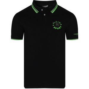 Plein Sport Twin Tipped Collar Tiger Design Op De Rug Zwart Poloshirt