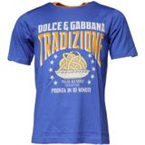 Dolce & Gabbana - Graphic Tee - T-shirt - Blauw - Katoen - Korte Mouwen