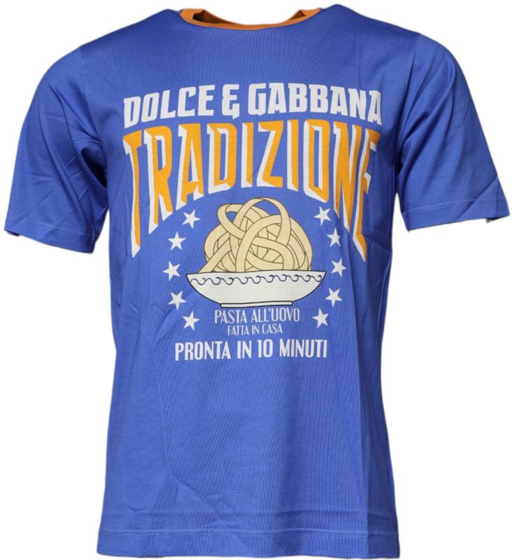 Dolce & Gabbana - Graphic Tee - T-shirt - Blauw - Katoen - Korte Mouwen