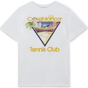 Casablanca Tennis Club T-shirt Met Icoonprint In Wit - Maat 2XL