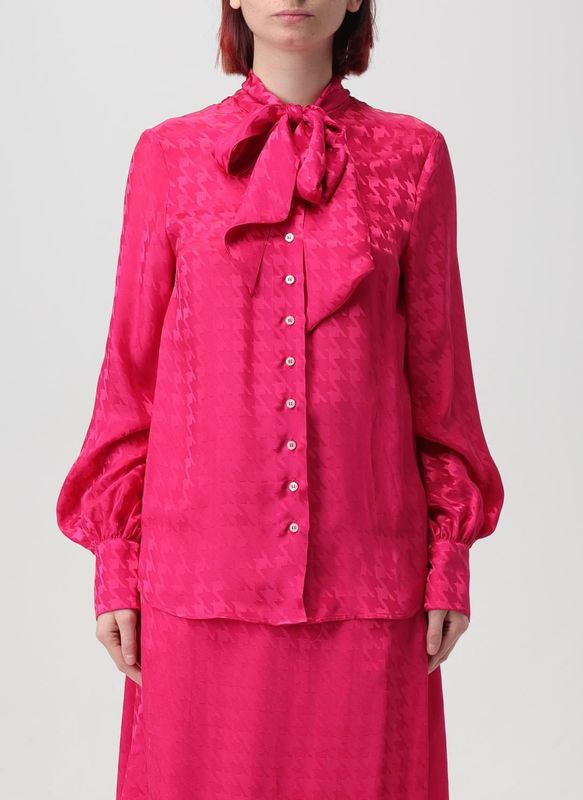 Msgm - Blouse - Roze - Zijde - Strikkraag Design