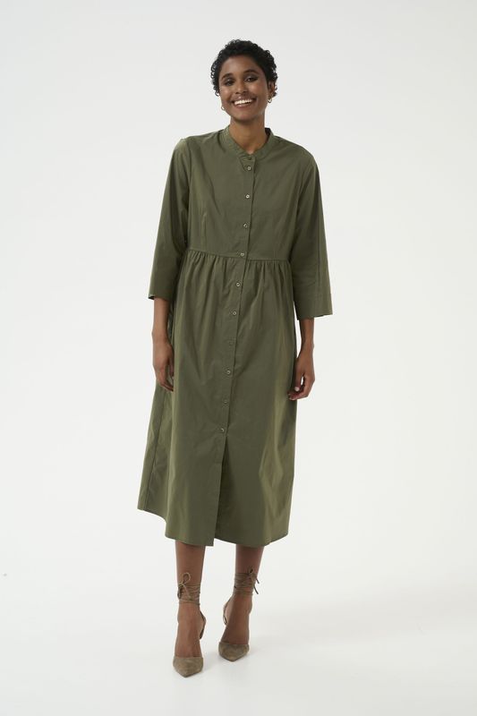 Jurk - Burnt Olive - Midi Lengte - 3/4 Mouwen