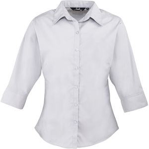 Premier Dames/Dames Popeline 3/4 Mouwen Blouse (Zilver)