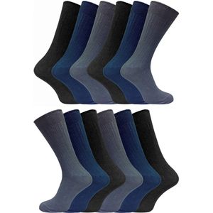 12 paar geribbelde herensokken van 100% katoen - BNG