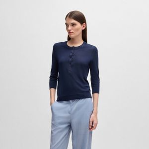 Damestrui Boss Fiblure Henley-Hals in Donkerblauw
