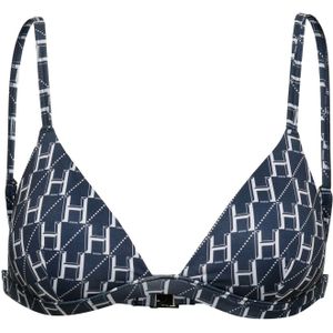 Hugo Dames/Dames Monogram Driehoek Cups Bikinitop (Blauw/Wit)
