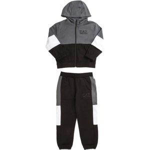 Boy's Emporio Armani EA7 Athletic Colourblock Tracksuit In Black Grey - Maat 12J / 152cm