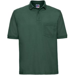Russell Heren Ripple Collar & Manchet Poloshirt Met Korte Mouwen (Fles Groen) - Maat XS