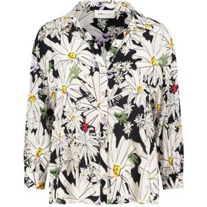 POM Amsterdam gebloemde blouse Violet Oopsy Daisy zwart/wit/geel