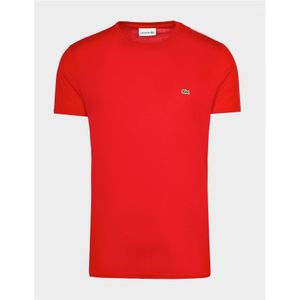 Men's Lacoste Crew Neck Pima Cotton Jersey T-Shirt in Red