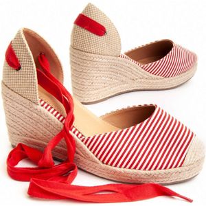 Montevita Wedge Sparto Sandal New8 in rood