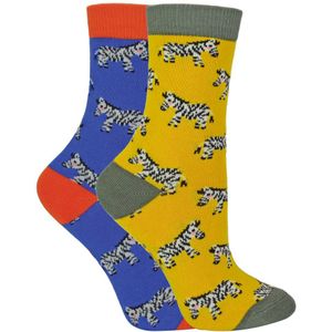2 Paar Bamboe Sokken Jongens | Mr Heron | Sokken met dierenpatroon voor kinderen | Sokken met nieuw ontwerp - Zebra