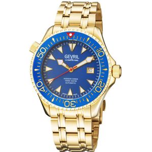 Gevril Heren Hudson Yards blauwe wijzerplaat gouden horloge