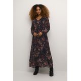 Cream - Jurk - Gemengde Kleuren - V-hals - Lange Mouw - Maxi Lengte