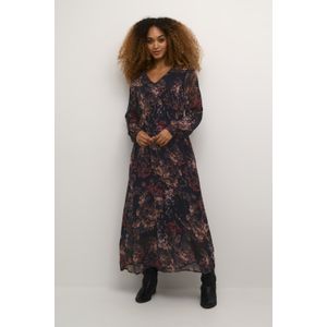 Cream - Jurk - Gemengde Kleuren - V-hals - Lange Mouw - Maxi Lengte