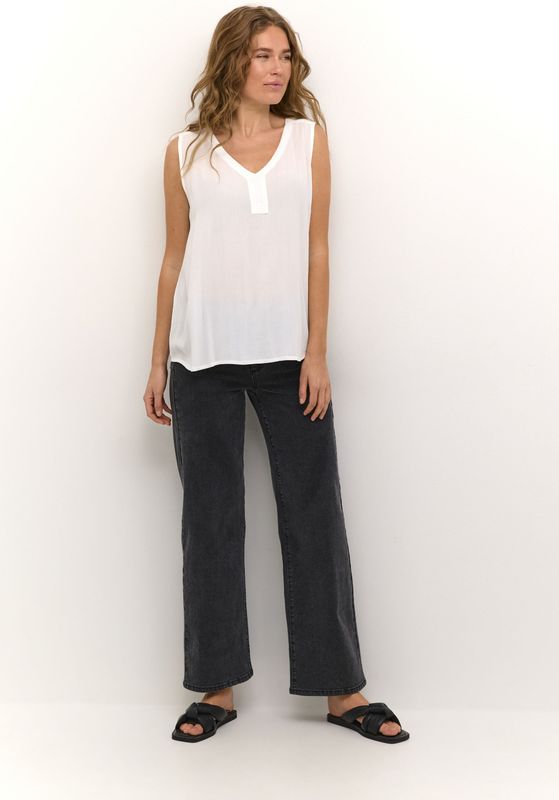 Tops - Optical White - Regular Fit - Mouwloos - 100% Viscose (LENZING™ ECOVERO™)