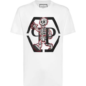 Philipp Plein, Heren, Tops, Wit, Maat: S Katoen,