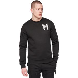 Henleys Heren Moorehen Sweatshirt met ronde hals (Zwart)