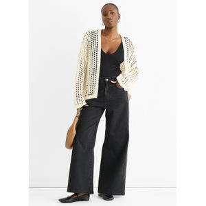 Crème Open Gebreide Rand-tot-Rand Cardigan