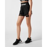 Plein Sport - Korte Broeken - Zwart - Dubbellaagse Jogging Shorts - Sneldrogend