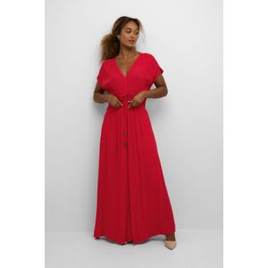 Jurk - Rood - Lange Lengte - Kapmouwen - 100% Viscose