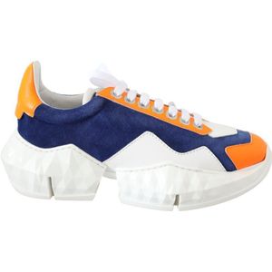Jimmy Choo Dames Diamant Blauw Oranje Leren Sneaker - Maat 39