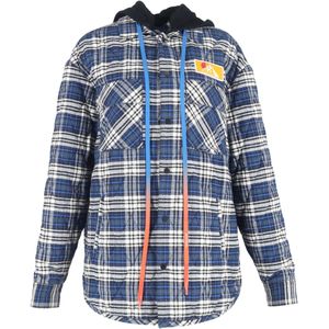 Off-White Overshirt Flanellen Jas in Blauwe Katoen