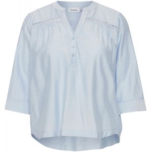 Fransa Plus Size Selection blousetop FPVIVI met broderie lichtblauw