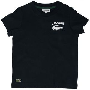 Boy's Lacoste Printed Cotton Jersey T-Shirt in Navy