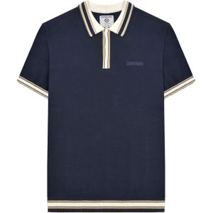 Lambretta Heren SS25 Gebreide Polo met Contrasterende Rand (Marineblauw)