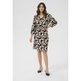 Kaffe - Katrine - Jurk - Beige/Zwart - Knielengte