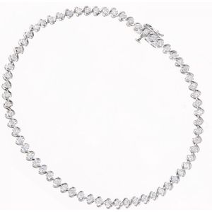 9ct witgoud, totaal 1,00 ct diamanten S Line Design tennisarmband met een lengte van 18,2 cm