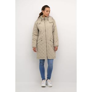 Cream - Gewatteerde Jas met Capuchon - Beige - Dames