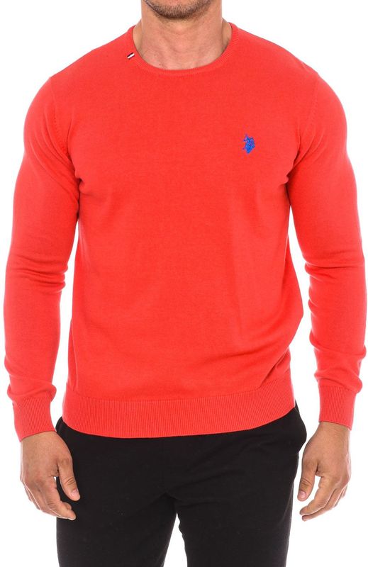 U.s. Polo Assn. - Longsleeve Jersey - Rood - Heren - Katoen - Ronde Hals