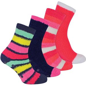 Sock Snob - 4 Paar Dames Gezellige Thermische Bed Sokken met Antislip Grips - Stripe 1
