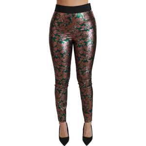 Dolce & Gabbana Damespanty's Groen Brons Blad Skinny Broek