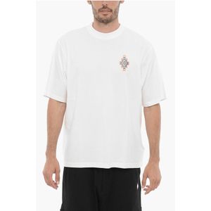 Effen OPTICAL CROSS T-shirt met ronde hals in wit