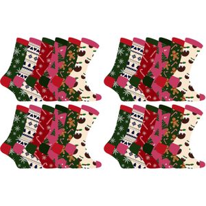 Dames kleurrijke nieuwe kerstsokken - 24 Pack