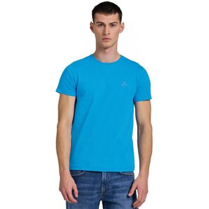 Gant | Heren T-shirt met ronde hals en contrastlogo - blauw