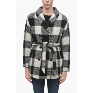 ARCHIEF Dubbelrijs geruite jas in zwart-wit