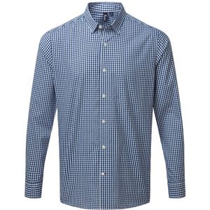 Premier Heren Maxton Check Shirt met lange mouwen (Marine / Wit)