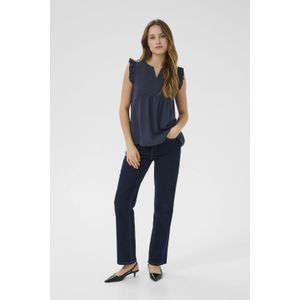 CULTURE - Blouseshirt - Nachtblauw - Katoen - Mouwloos