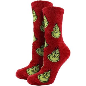 Dames Grinch Sokken | Grappige Rode Grinch Ontwerp Kerstsokken