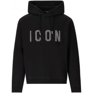 Dsquared2 - Hoodie - Zwart - Icoonontwerp met Studs