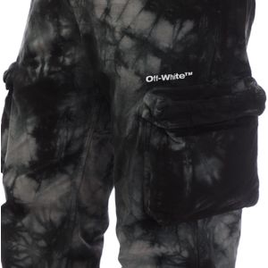 Men's Off White Bounce Tie Dye Cargo Pants in Grey