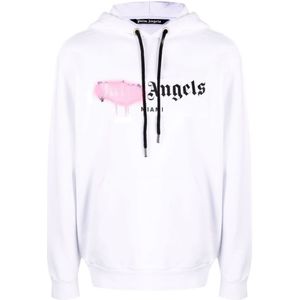 Palm Angels Roze Spray Miami Hoodie In Wit - Maat M